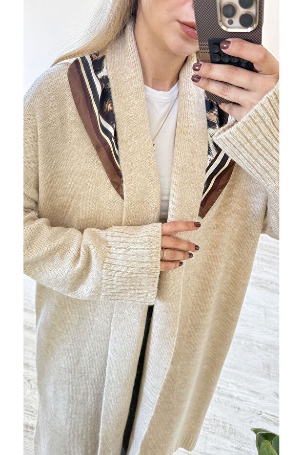 Triko Uzun Hırka / Ekru - 4