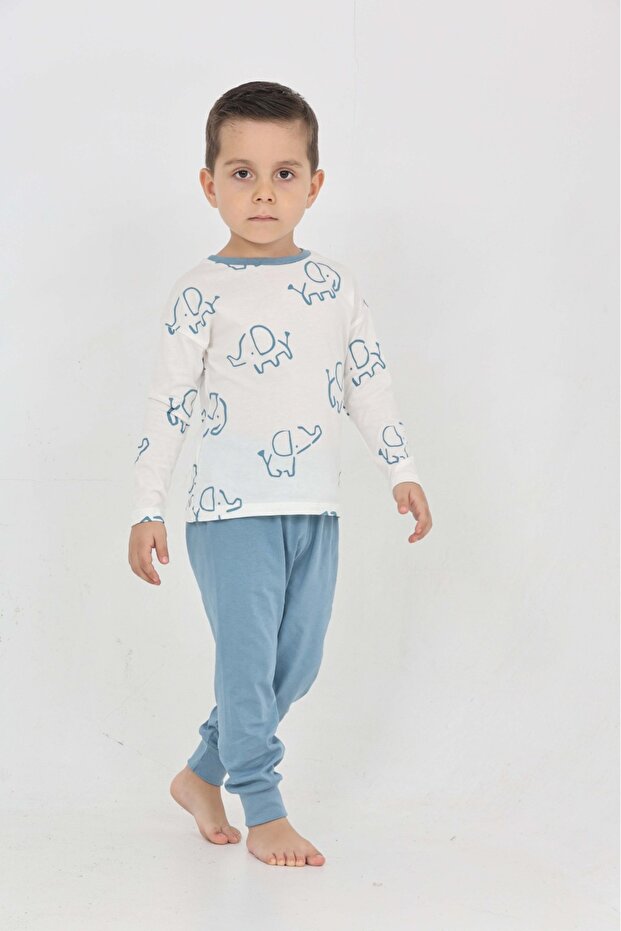طقم بيجامة للأولاد من Fil Pano مطبوع - 5