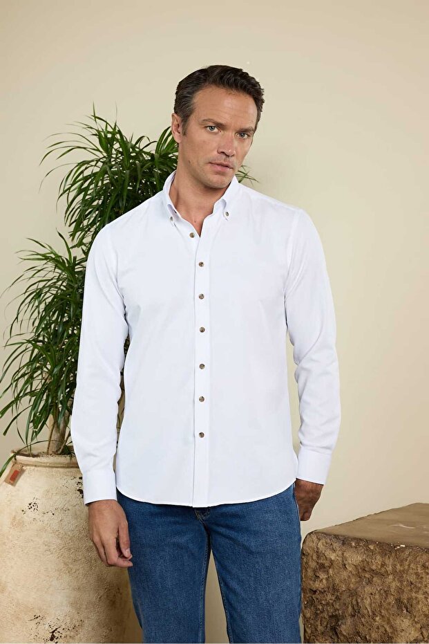 Velvet Look Cotton Slim Fit Men's Shirt