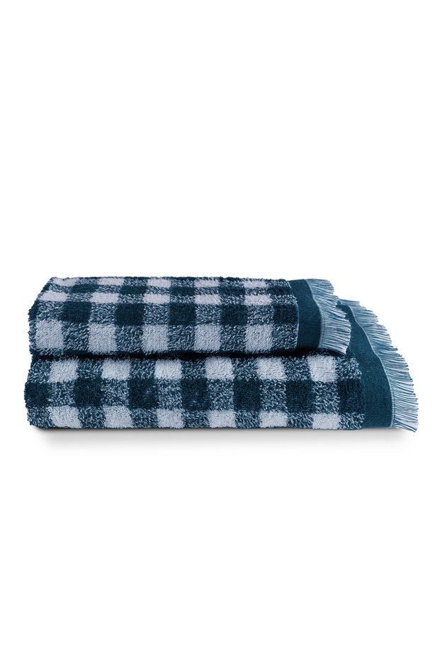 Gracia 100% Cotton Yarn Dyed Bath Towel Set of 2 70X140/40X70 Petrol