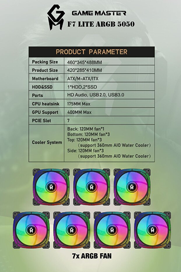 F7 Lite ARGB RTX5050 Ryzen 7 5700X CPU 32GB DDR4 RAM 1TB M.2 SSD RTX5050 7x ARGB Fanlı Gaming PC - 4