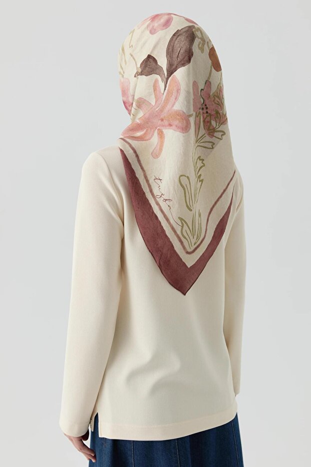 Polo Yaka Örme Bluz - Ekru - 3