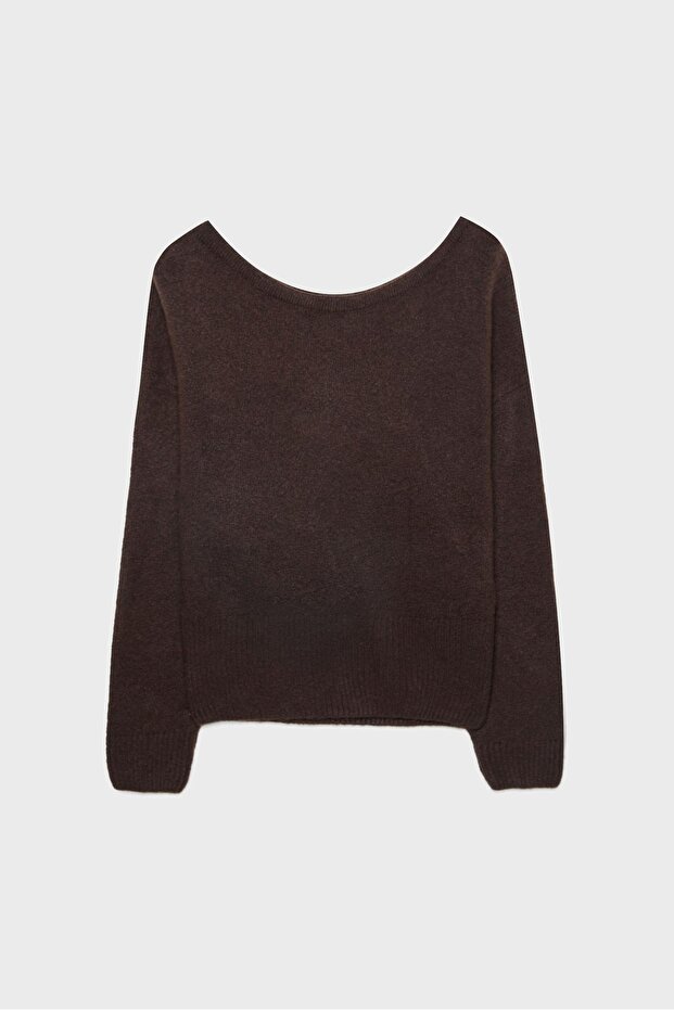 Yumuşak dokunuşlu kayık yaka triko Kazak - 6