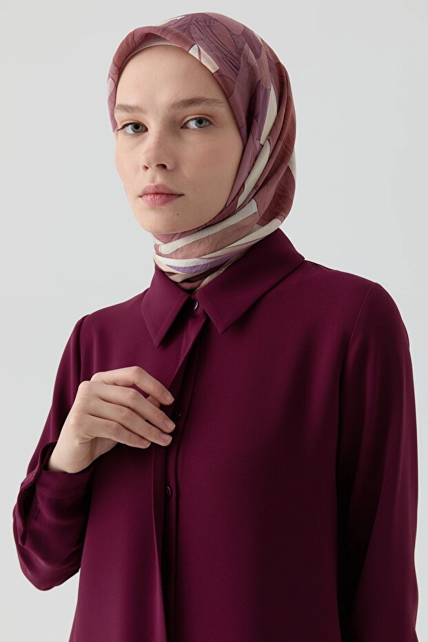 Gizli Patlı Basıc Tunik - Mürdüm - 2