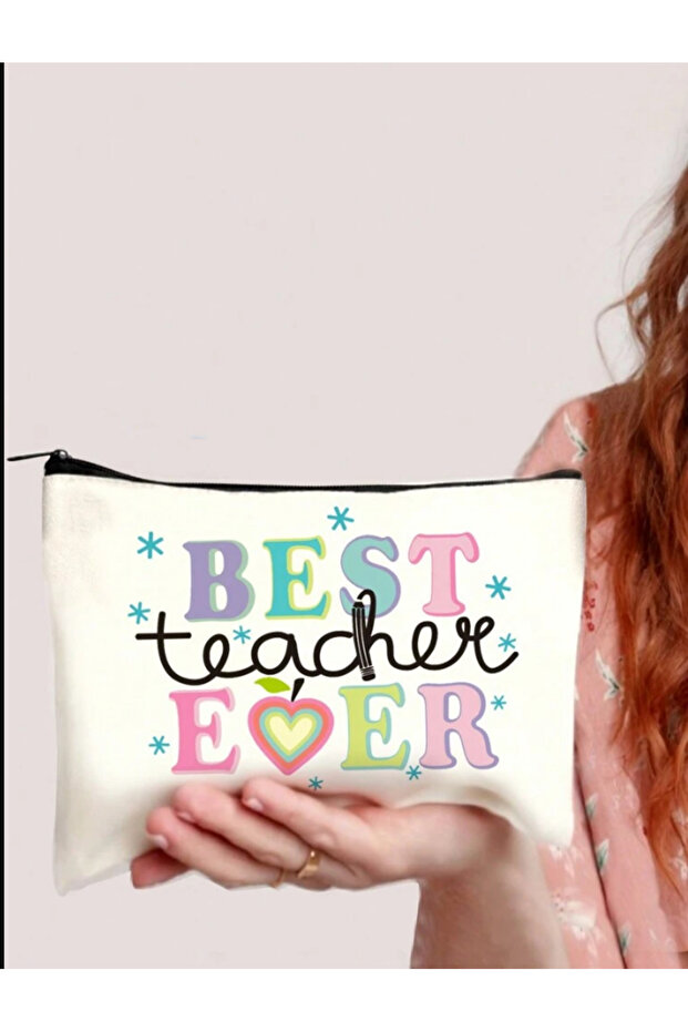 Best Teacher Written Cartoon Cloth Teacher Pen Holder Pencil Case Gift