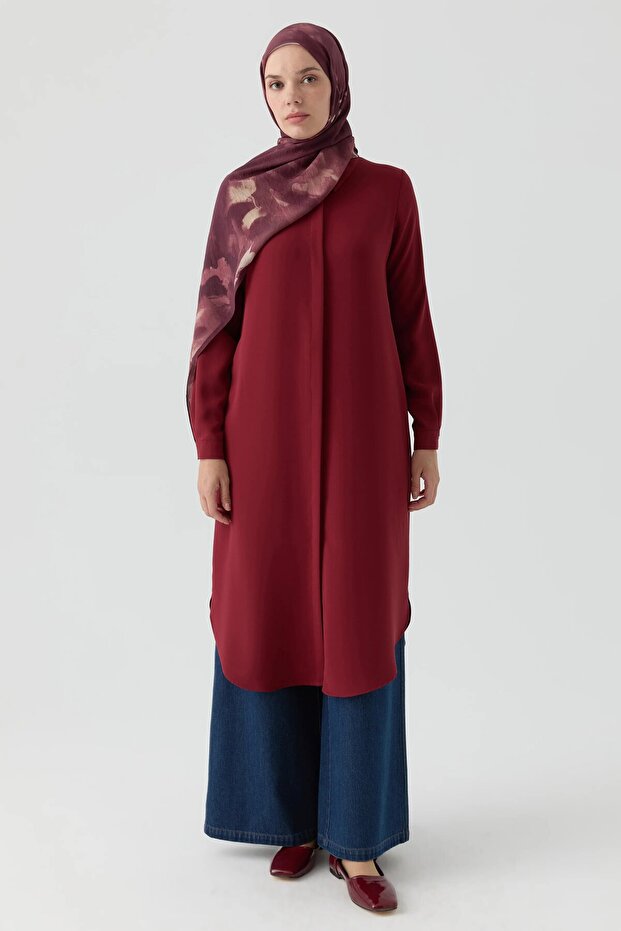 Gizli Patlı Basıc Tunik - Kiremit - 1