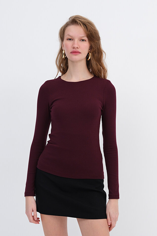 Bisiklet Yaka Basic Bluz B12299 - 5