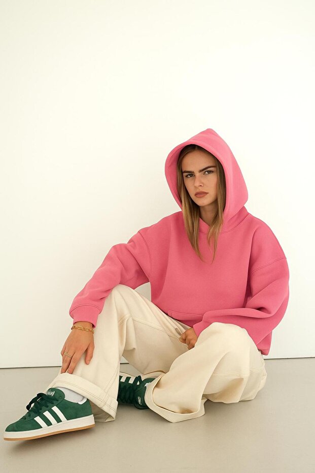 Plain Unisex Oversized Hooded Sweatshirt Bnrq9