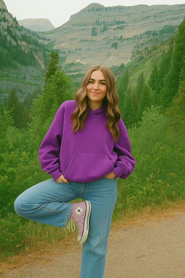 Plain Unisex Oversize Hooded Sweatshirt