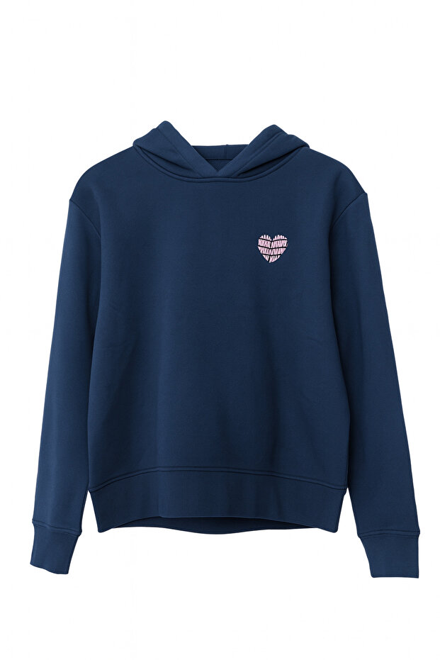 Indigo Oversize Kapüşonlu Kadın Sweatshirt - 1