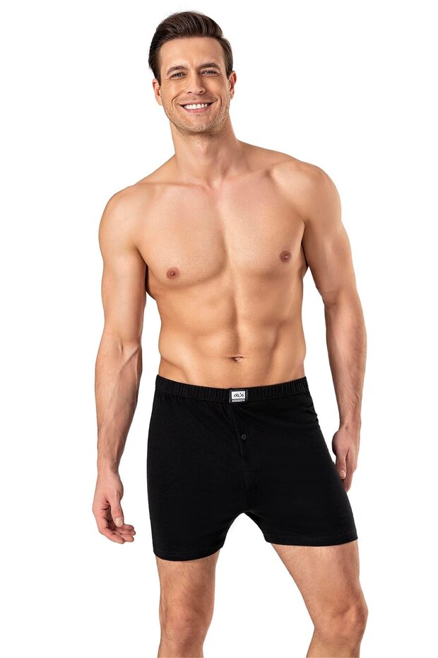Siyah Pamuklu Erkek Boxer Şort - 1