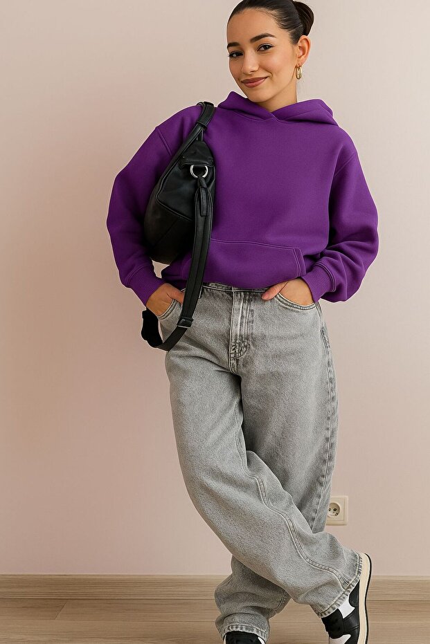 Plain Unisex Oversized Hooded Sweatshirt Bnrq1