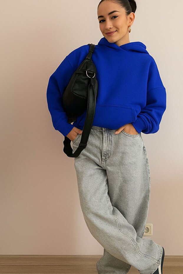 Plain Unisex Oversized Hooded Sweatshirt Bnrq1