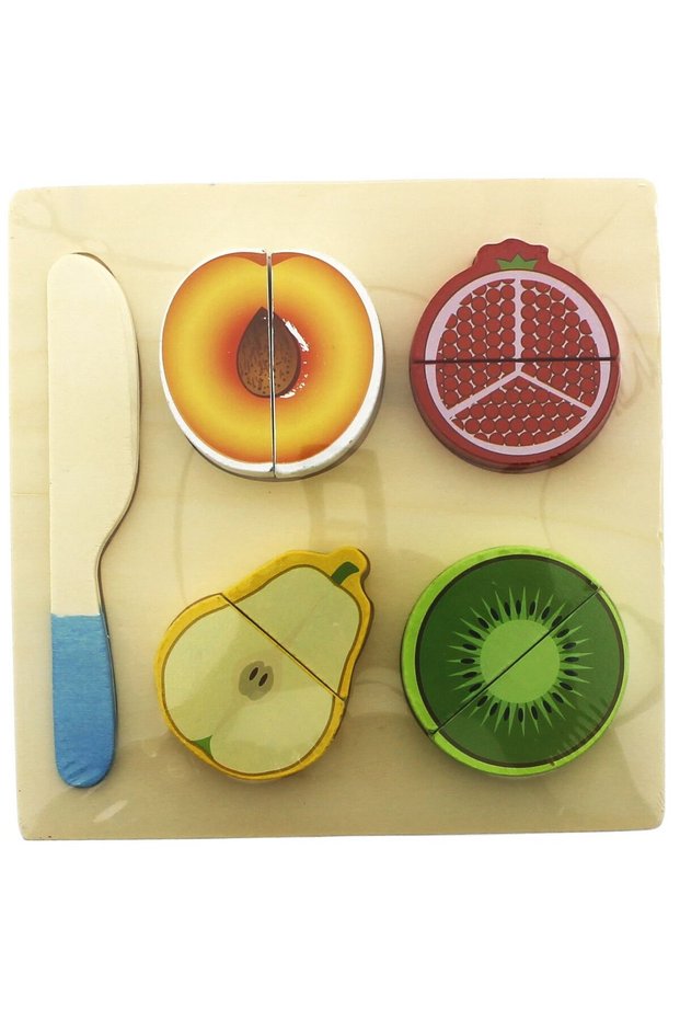 Wooden Cuttable Fruits Pear Kiwi Pomegranate Apricot