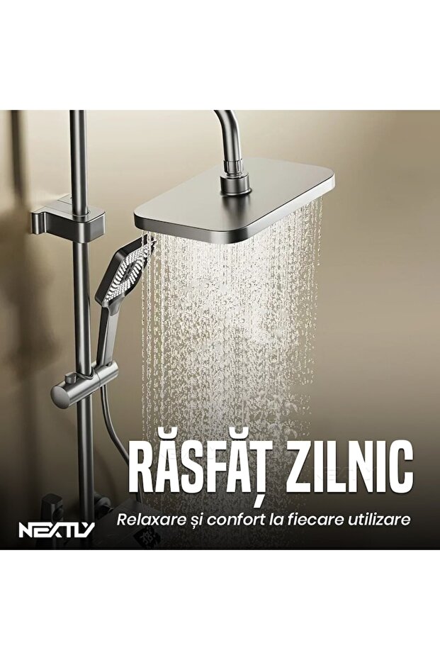 Luxe LED Shower System with Digital Temp Display & Multi-Function Hand Spray - 2