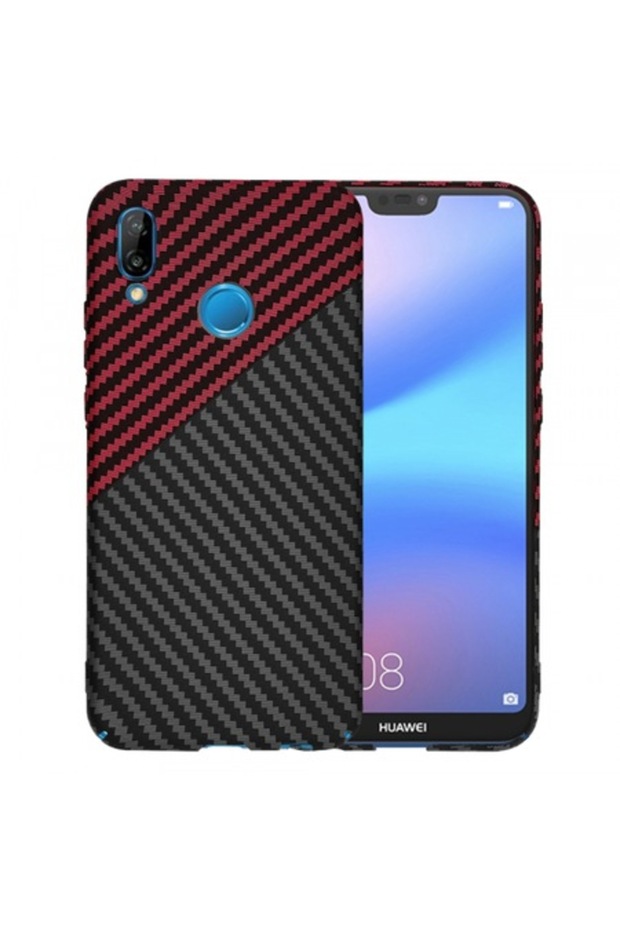 Case for Huawei P20 Lite, Carbonite FiberShell Vortex, Red - 1