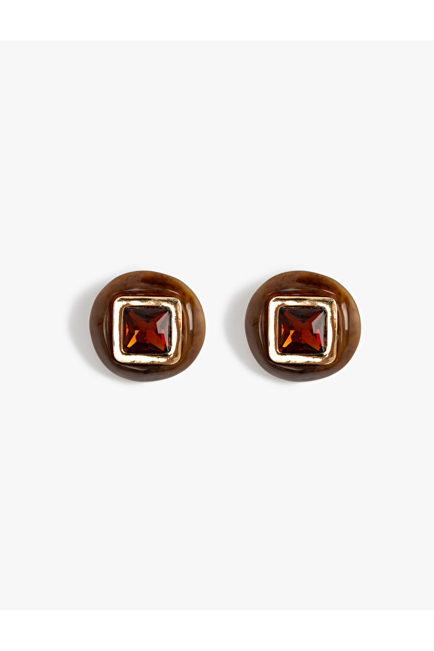 Geometric Earrings with Stone Detail