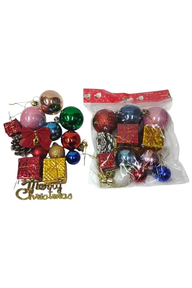 Christmas Decorations 12-Piece Mixed Pack Set Multi-Color 3-6cm Ornaments