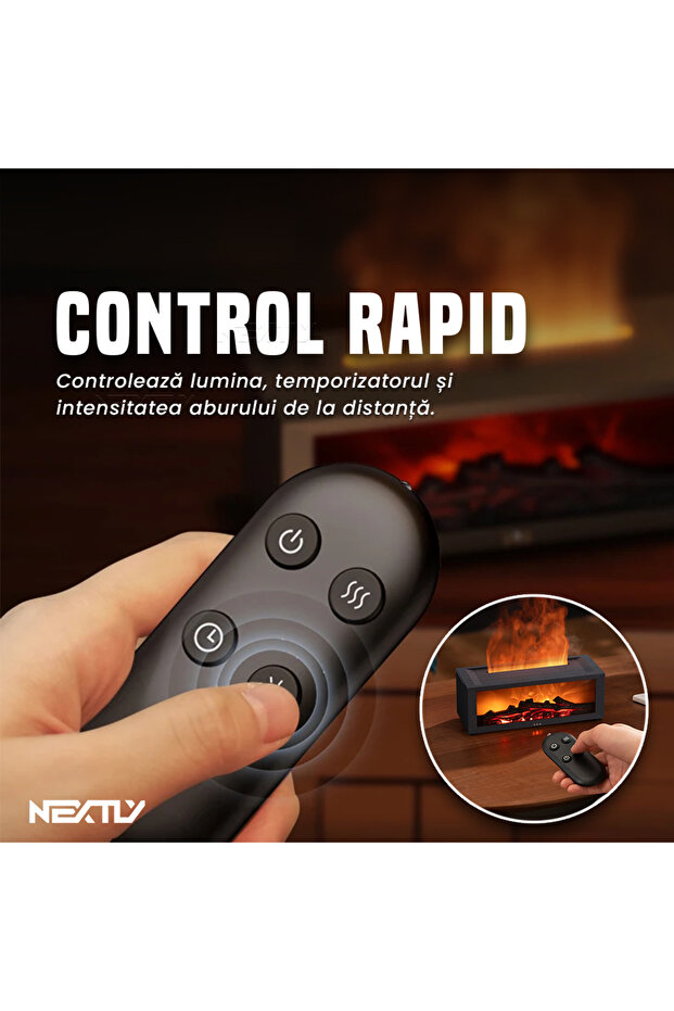 USB-C Aromatherapy Flame Effect Diffuser, RGB Lighting, Remote Control, Black, 150ml - 4