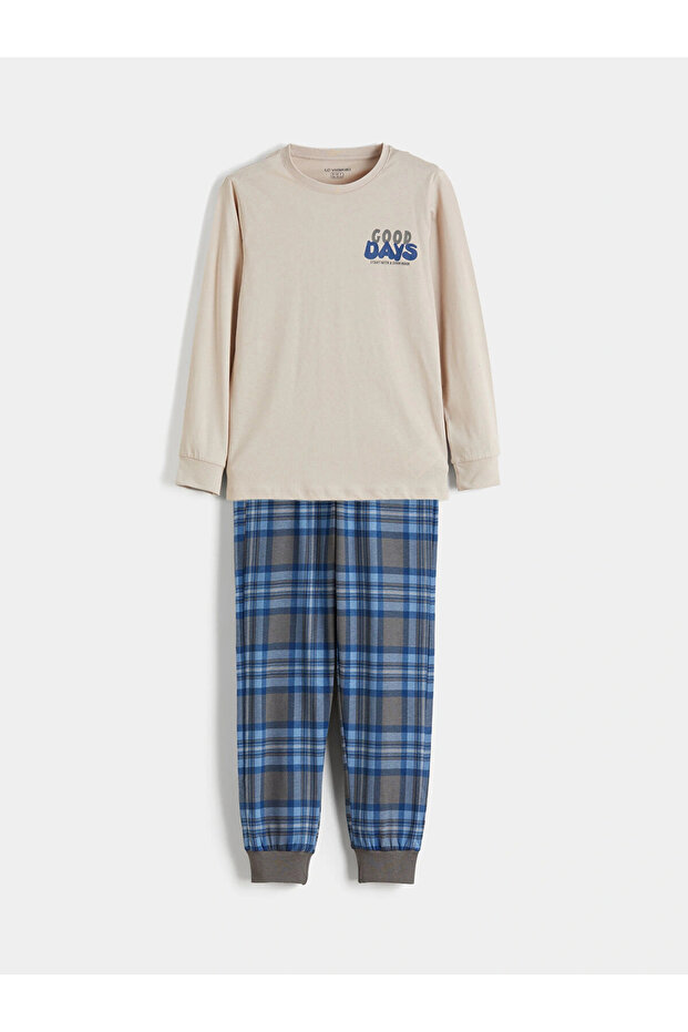 Lcw Kids Gray Crew Neck Boy Pajamas Set