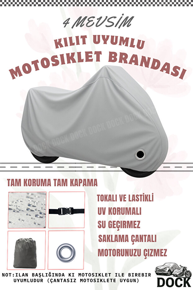 Mondial E-Mon Classic Bag and Lock Compatible Gray Motorcycle Canvas (4 Seasons)