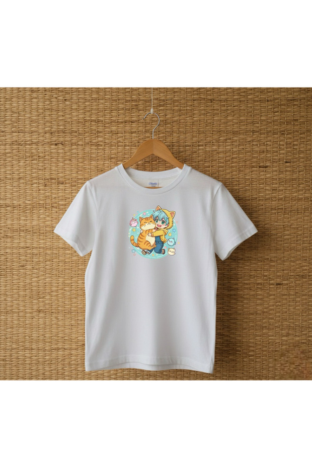 Cat Anime Printed Kids T-Shirt