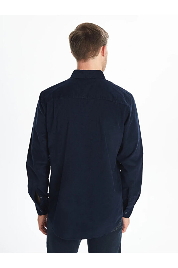 Regular Fit Uzun Kollu Kadife Erkek Gömlek - 2