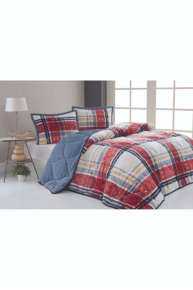 Comforter Set, Single Duvet Set (160X240)-Boris Red Blue