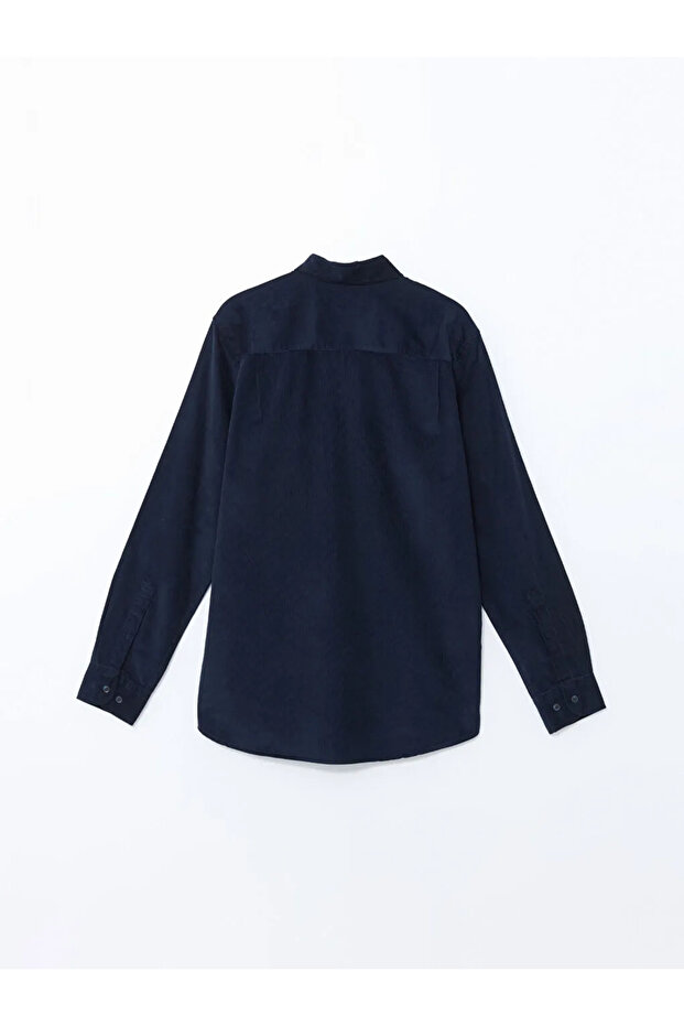 Regular Fit Uzun Kollu Kadife Erkek Gömlek - 5