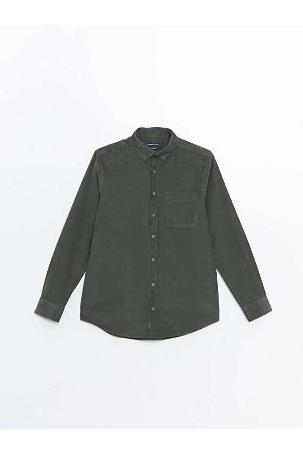 Regular Fit Uzun Kollu Kadife Erkek Gömlek - 2