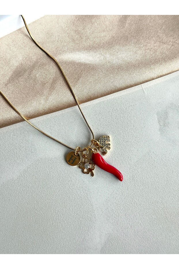 Biber Yonca Harf Şans Kolye - 3