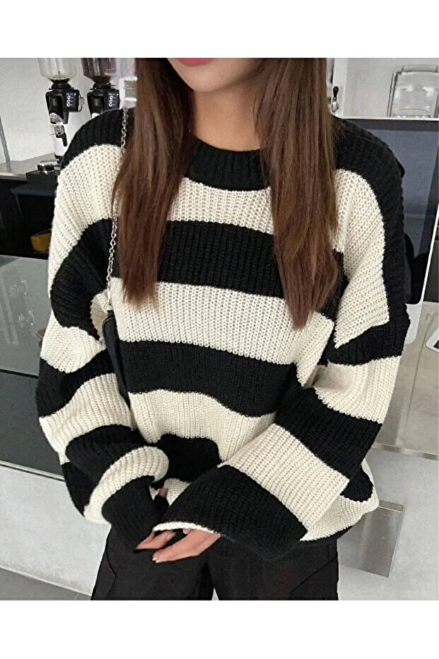 Casual Oversized Balloon Sleeve Draped Trendy Knitwear Sweater