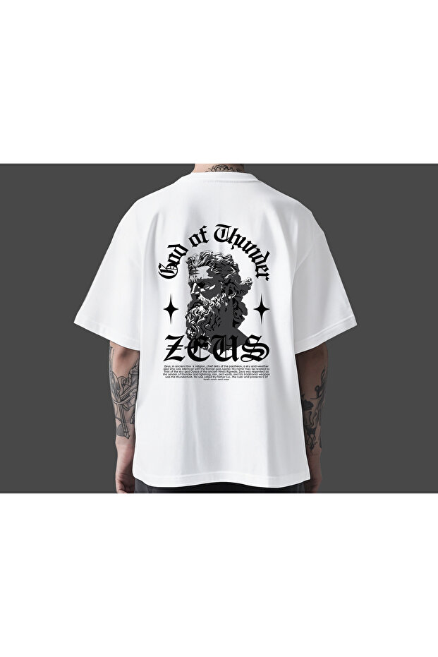 Zeus God of Thunder / Oversized Unisex T-Shirt / 95% Cotton Premium Quality / 330Gr Thick Combed Cotton