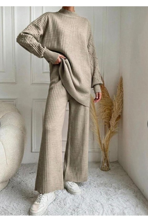 Women's Standard Size Long Sleeve Cotton Knitwear Set