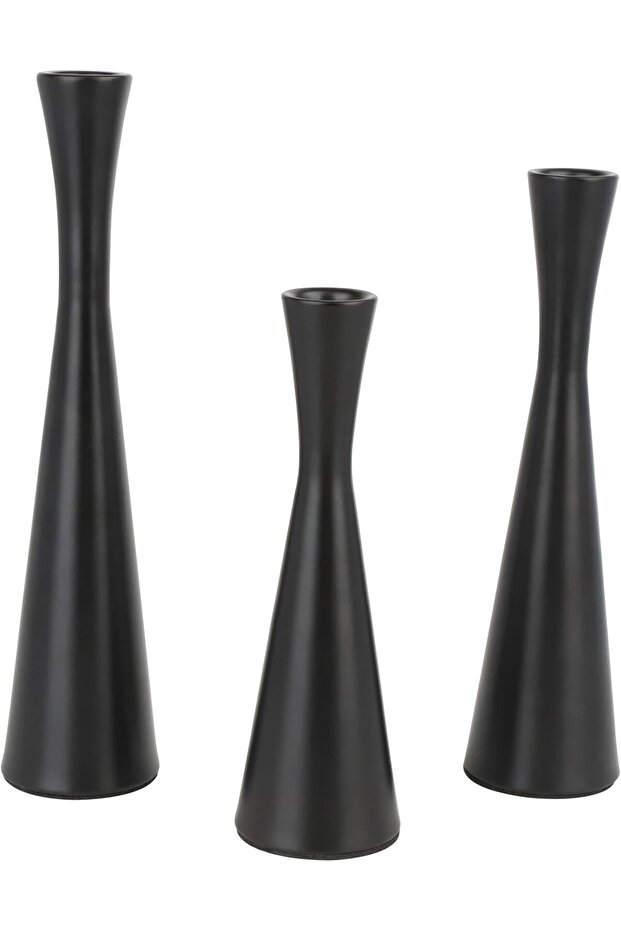 Matte Black Candle Holders Set of 3 - Metal Taper Candlesticks