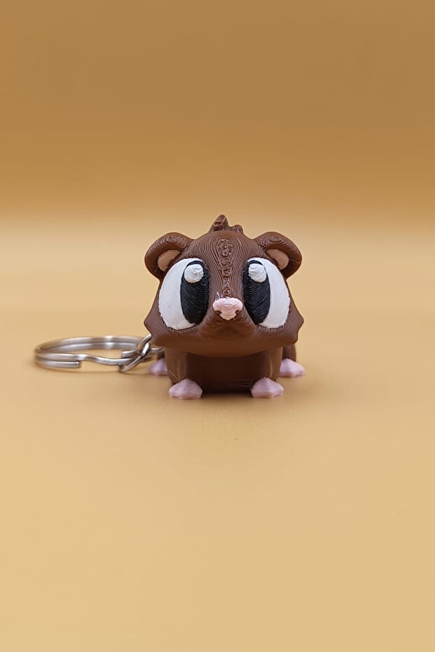 Pink Furred Hamster Movable Keychain Bag Ornament Charm