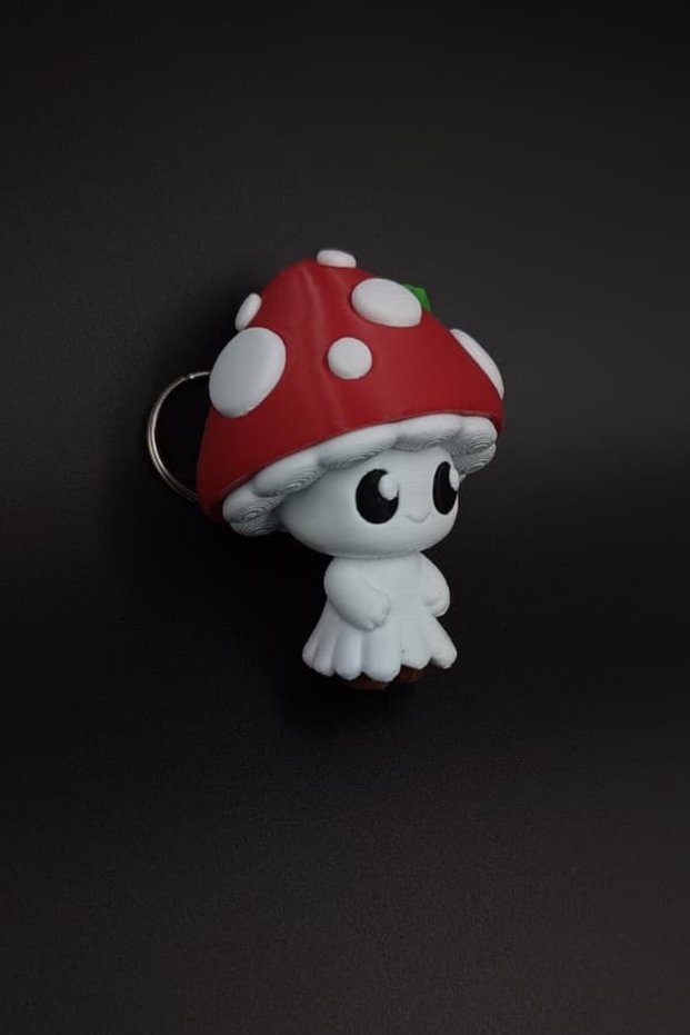 Large Size Keychain Bag Ornament Charm with Cute Mushroom Figure in Red Hat