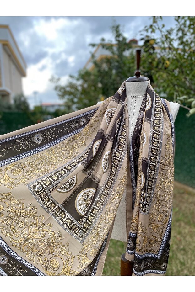 Retro Desenli Pamuk Soft Şal - 1