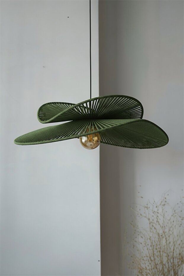 Hasır Sarkıt Avize 2 Şeritli avize / Bohem avize / Salon Modern Avize / Hasır Rattan Bambu Avize - 1