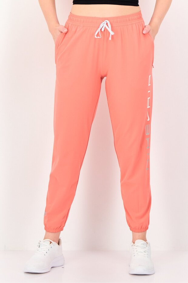 Women Dri Fit Running Track Pants, Orange