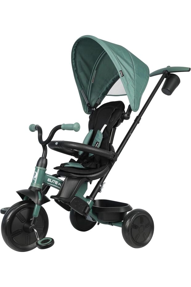 Elite Platinum 6-in-1 Tricycle for Kids 10M-6Y+, 360° Rotating Seat, UPF50+ Canopy, Green