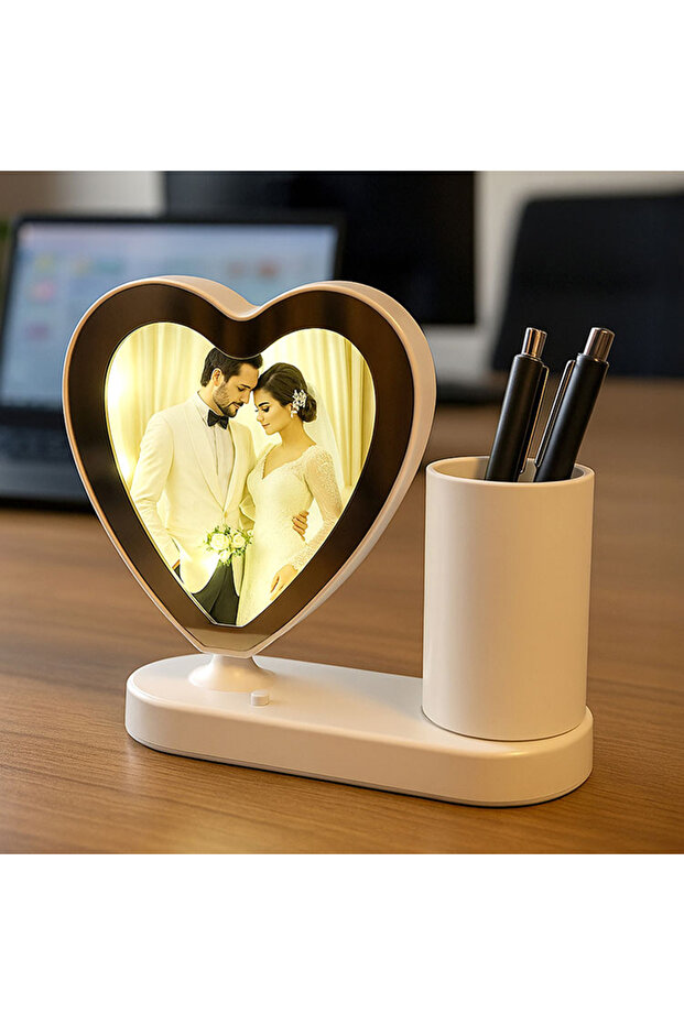 Heart Magic Mirror with Pen Holder - 17X20Cm