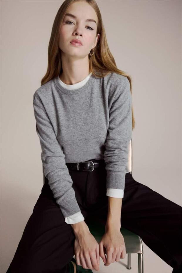 Regular Fit Bisiklet Yaka Yün Kazak (25 WN) - 1