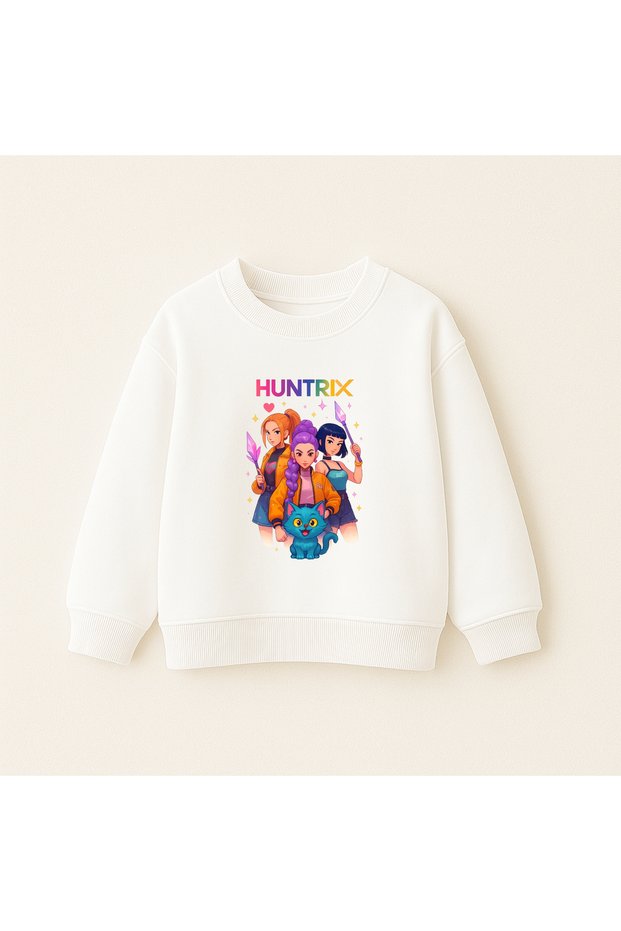 K-Pop Demon Hunters Huntrix Zoey Rumi Mira Printed Long Sleeve Girls' Sweatshirt
