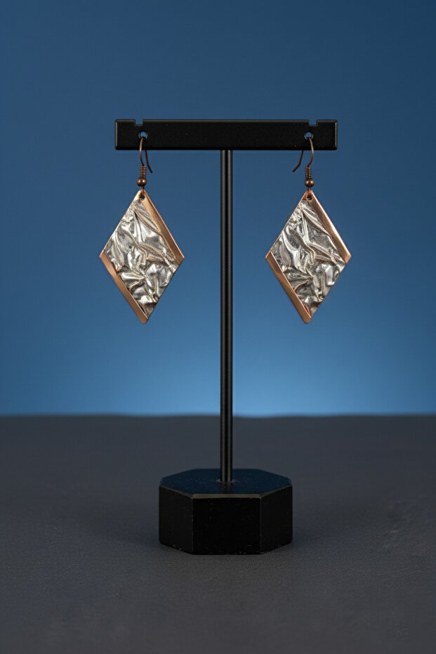 Women's Copper Earrings - White Star Dust Model Copper Women's Earrings