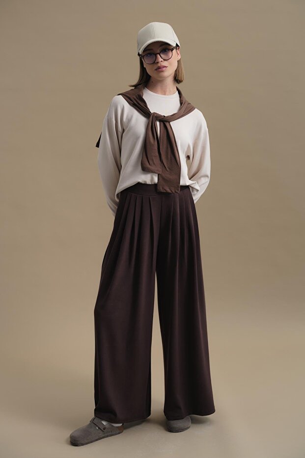 Pure Touch Pleated Loose Pants Cc7006 Brown