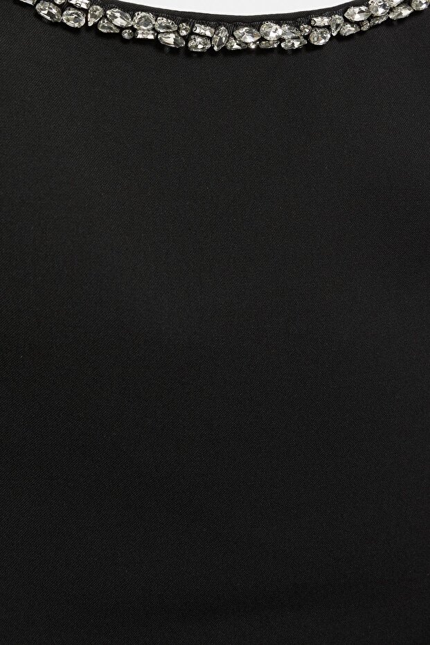 Askılı, taş detaylı elbise - 6