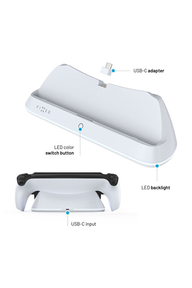 Charging Dock, PlayStation Portal Compatible, USB-C Magnetic Adapter, LED Indicator, White - 4