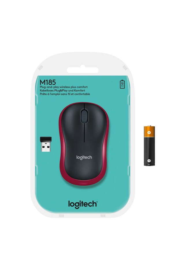 Mouse M185, USB, Rosu - 4