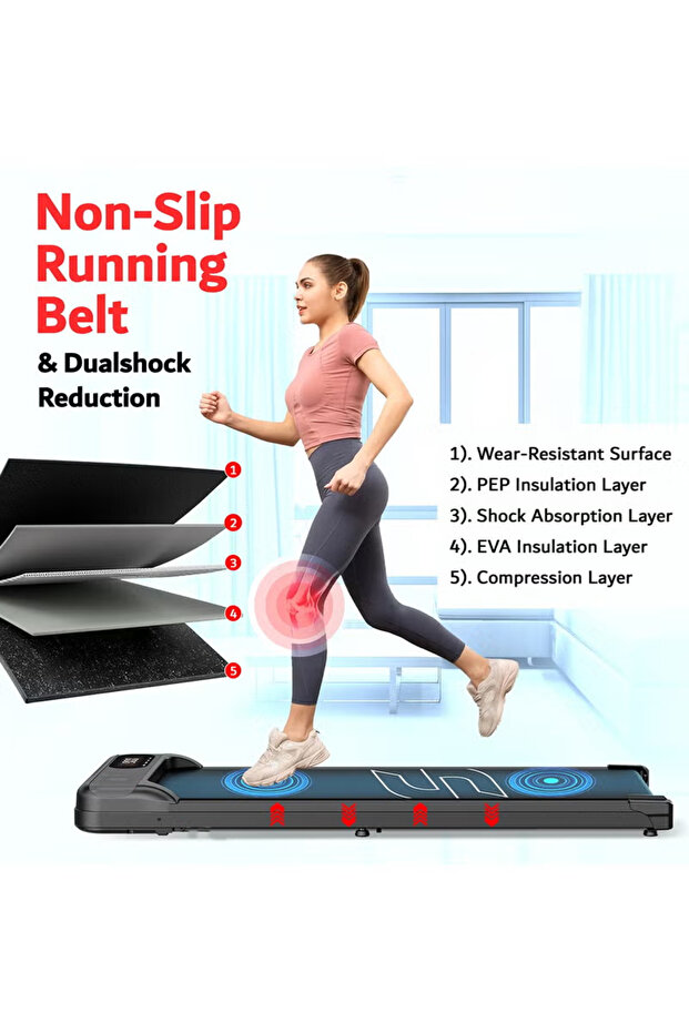 Home Use Walking Pad Treadmill Compact, Ready to Use Shock Absorption LED Display Manual Incline - 4